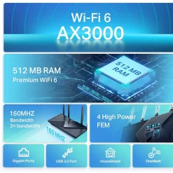 TPLINK - Routeur Archer AX55 - WiFi 6 - 3 Gbps - 4 ports Ethernet - USB 3 0 - WPA3-TP-Link Best