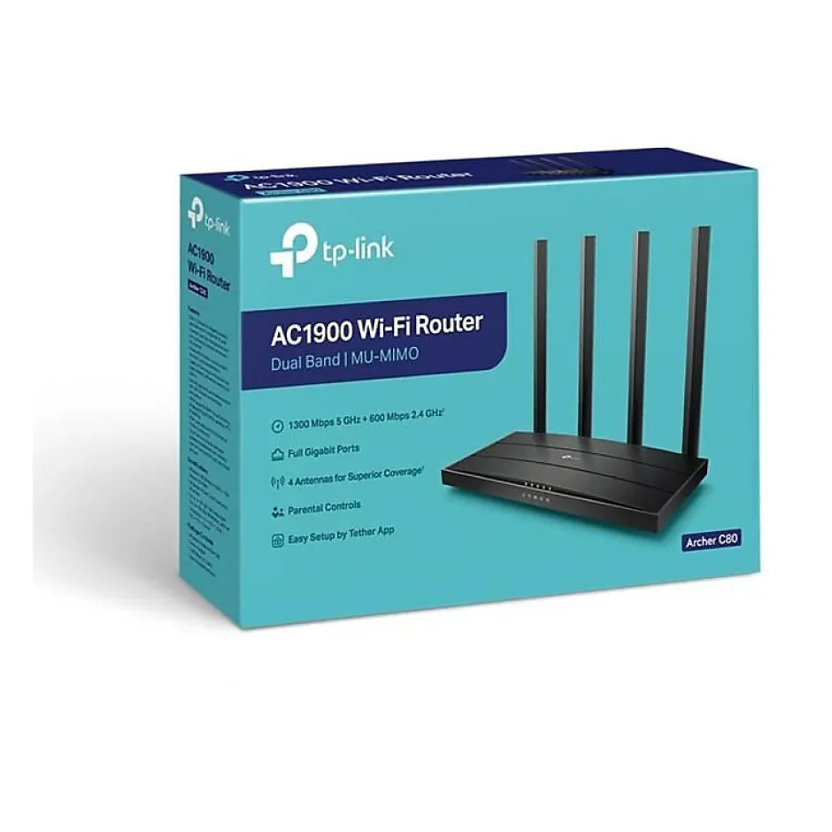 Routeur WiFi AC 1900Mbps Archer C80, WiFi Bi-bande, routeur wifi puissant avec 5 ports Gigabit^TP-Link Hot