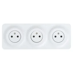 Triple prise avec terre prêt câblée Espen blanc composable-Jacobsen New