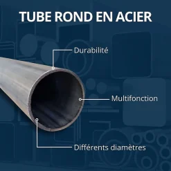 Tube acier rond diametre 60 ep 2 mm, Longueur : 2 metres - Comment Fer^ Outlet