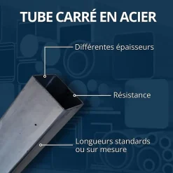 Tube carré acier 16 x 16 ep 1,5 mm, Longueur : 3 metres -^Comment Fer New