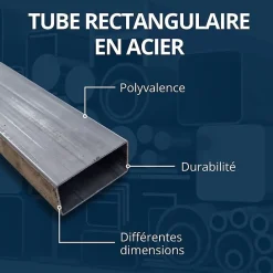Tube rectangulaire acier 40x27 ep 2 mm, 2 metres --Comment Fer Discount