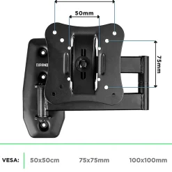 TVB0920 Support TV mural pour écran de 13 à 30 pouces Pivotant Inclinable Charge max 18 kg VESA 50 100 Télé LED LCD OLED^Duronic New
