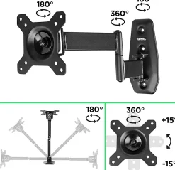 TVB1120 Support TV mural pour écran de 13 à 30 pouces Inclinable Charge max 18 kg VESA 75 100 Télé LED LCD OLED^Duronic