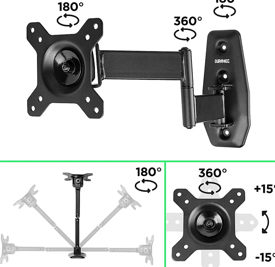 TVB1120 Support TV mural pour écran de 13 à 30 pouces Inclinable Charge max 18 kg VESA 75 100 Télé LED LCD OLED^Duronic