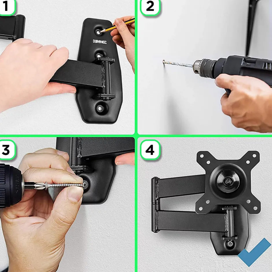 TVB1120 Support TV mural pour écran de 13 à 30 pouces Inclinable Charge max 18 kg VESA 75 100 Télé LED LCD OLED^Duronic