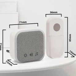 TWEED : Lot de 2 carillons avec prise + 1 bouton-sonnette, 150m, 36 mélodies. Blanc-Velamp New