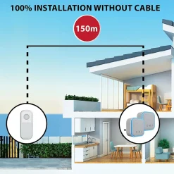 TWEED : Lot de 2 carillons avec prise + 1 bouton-sonnette, 150m, 36 mélodies. Blanc-Velamp New