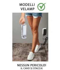 TWIX: Lampe portative rechargeable anti-coupures d'électricité, 2 tubes LED 300lm 23cm-Velamp