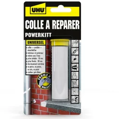 Colle à réparer Powerkitt universel - Pâte époxy 2 composants pour coller, combler, étanchéifier, Gris, 60g^UHU New