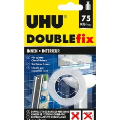 Doublefix intérieur extra fort - Ruban adhésif double face, ultra puissant, blanc, rouleau 1.5mx19mm^UHU New