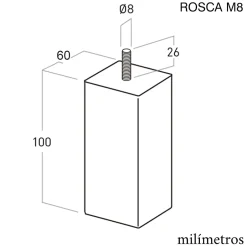 4un. Pied de meuble en bois de hêtre naturel non verni. Forme carrée hauteur 100 mm^Nesu Discount