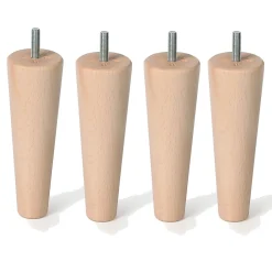 4un. Pied de meuble nordique pied conique en bois de hêtre naturel non vernis. Hauteur 150mm^Nesu Discount