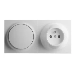 Va et vient + prise 2 pôles+terre Neo Evo blanc-Fontini Discount