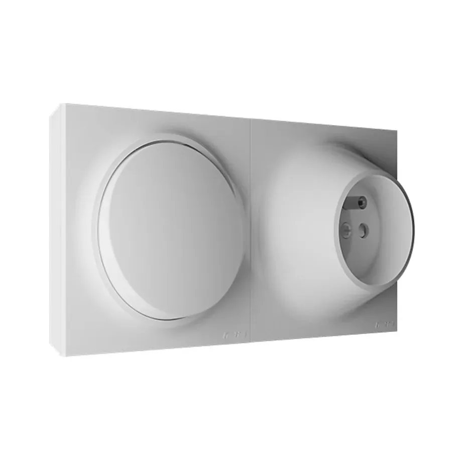 Va et vient + prise 2 pôles+terre Neo Evo blanc-Fontini Discount