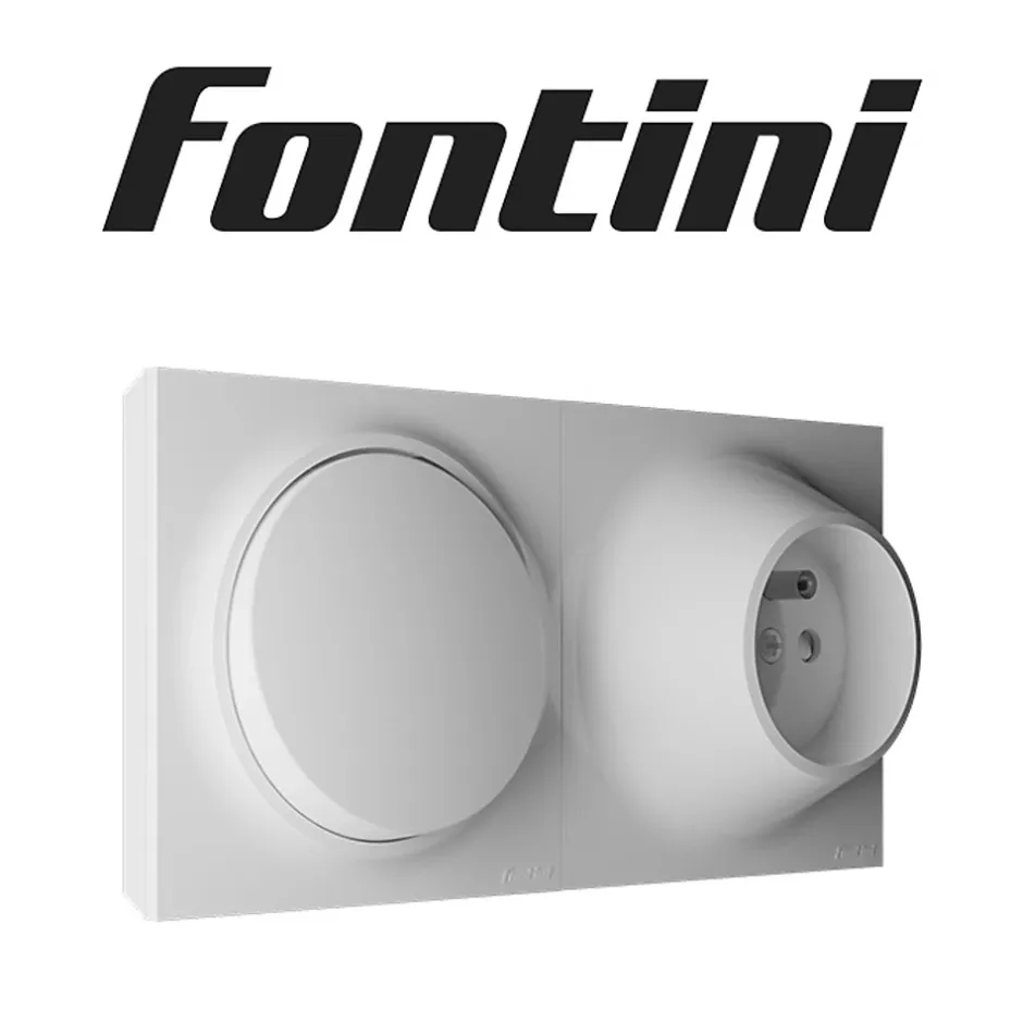 Va et vient + prise 2 pôles+terre Neo Evo blanc-Fontini Discount