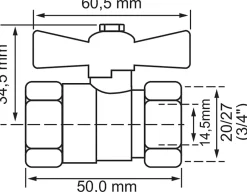Vanne à sphère double femelle/femelle 20/27 manette papillon-Somatherm for you Online