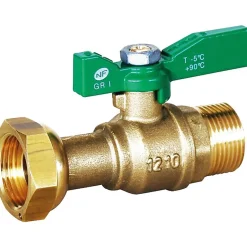 Vanne à sphère laiton droite pour compteur - Mâle 1/2' - Ecrou prisonnier 3/4'^Sferaco Outlet