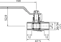 Vanne à sphère passage intégral mâle/mâle 26x34 poignée réversible-Somatherm for you Hot