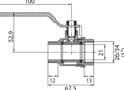 Vanne à sphère passage intégral mâle/femelle 26x34mm^Somatherm for you Best