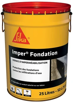 Vernis bitumineux imperméabilisant pour fondations Imper Fondation noir 25L-Sika Clearance