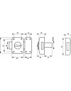 Verrou à bouton Corvette pour porte d'entrée, cylindre 30mm, acier, 3 clés, époxy bronze --Thirard Sale