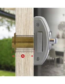 Verrou à bouton Design 5 pour porte d'entrée, cylindre 50mm, acier, 3 clés, argent --Thirard