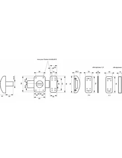 Verrou à bouton Design 5 pour porte d'entrée, cylindre 50mm, acier, 3 clés, argent --Thirard