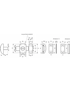 Verrou à bouton Design 5 pour porte d'entrée, cylindre 40mm, acier, 3 clés, noir --Thirard New