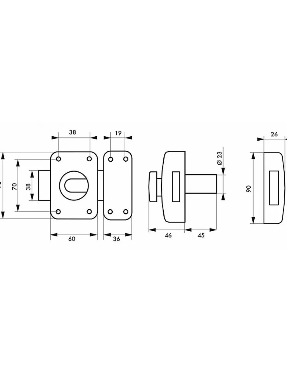 Verrou à bouton Federal pour porte d'entrée, cylindre 45mm, acier, 4 clés, époxy noir -^Thirard Sale