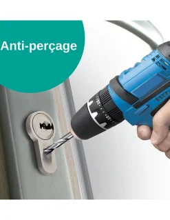 Verrou à bouton Federal pour porte d'entrée, cylindre 45mm, acier, 4 clés, époxy noir -^Thirard Sale