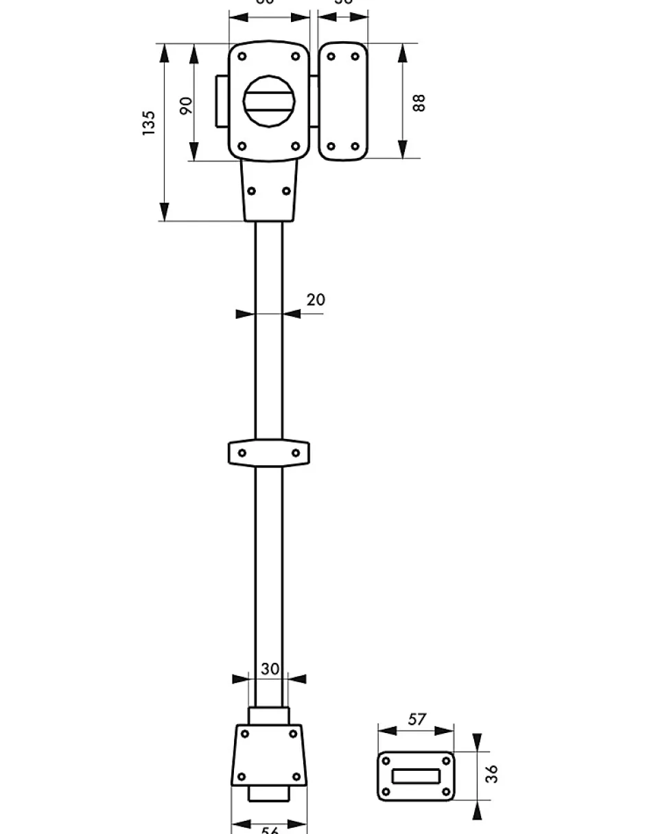 Verrou à bouton Mirage 6 pour porte d'entrée, cylindre 45mm, tringle 2 pts en acier, bas, droit, 3 clés, bronze --Thirard Best