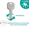 Verrou à bouton Transit 2 A2P pour porte d'entrée, cylindre 45mm, acier, 4 clés, époxy bronze -^Thirard Online
