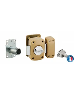 Verrou à bouton Transit 2 A2P pour porte d'entrée, cylindre 45mm, acier, 4 clés, époxy bronze -^Thirard Online