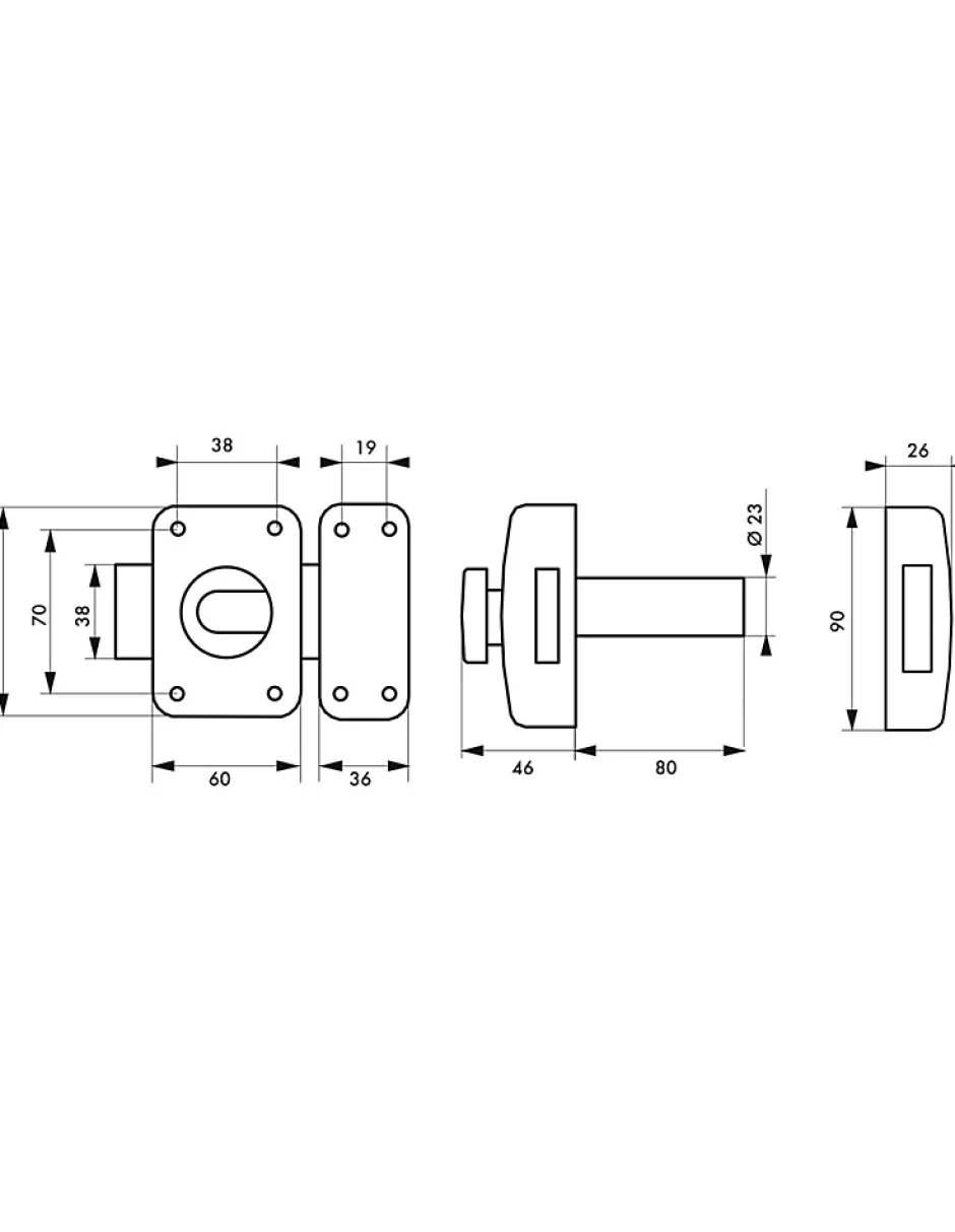 Verrou à bouton Transit 2 pour porte d'entrée, cylindre 80mm, 4 clés, époxy or --Thirard Online