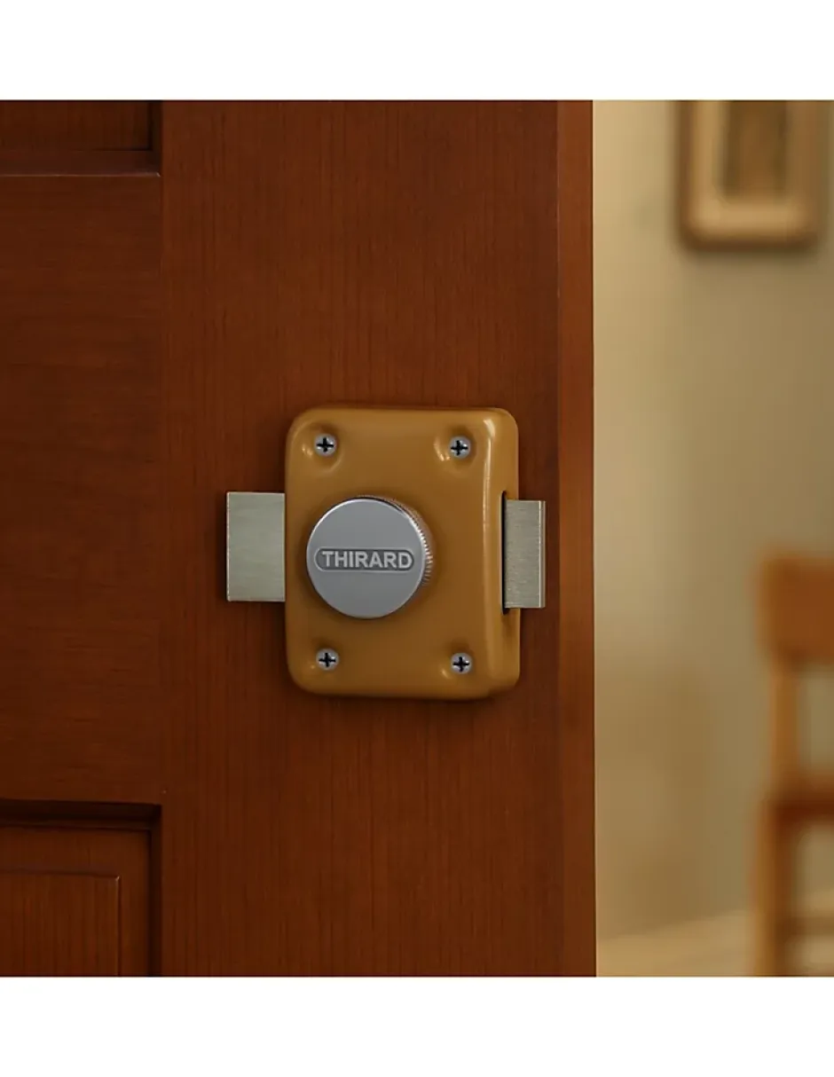 Verrou à bouton Trident pour porte intérieure, simple entrée, acier, époxy bronze -^Thirard Hot