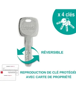 Verrou à bouton Universel pour porte d'entrée, cylindre 45mm, acier, 4 clés, epoxy blanc --Thirard