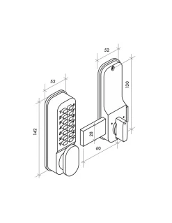 Verrou à combinaison mécanique en applique pour porte intérieure, 8 chiffres ou lettres, chromé mat --Thirard Sale