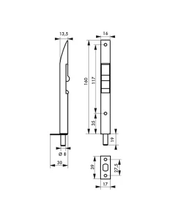Verrou à onglet pour porte et fenêtre, 160mm, acier, zingué --Thirard Discount