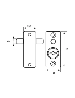 Verrou à tige pour fenêtre et baie coulissante, blanc, 2 clés -^Thirard