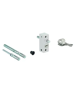 Verrou à tige pour fenêtre et baie coulissante, blanc, 2 clés -^Thirard
