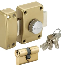 Verrou de porte à bouton 45 mm avec Cylindre supplémentaire 30x30 mm 4 clés uniques-Autres Outlet