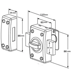 Verrou de porte à bouton et clé Cylindre 50 mm 3 clés crantées Anti crochetage-Autres Sale