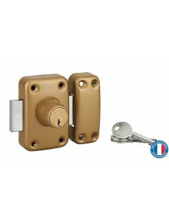 Verrou double entrée Apache pour porte d'entrée, cylindre 40mm, acier, 3 clés, époxy or -^Thirard Hot