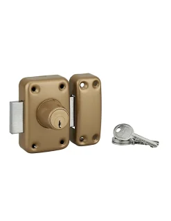 Verrou double entrée Apache pour porte d'entrée, cylindre 50mm, acier, 3 clés, époxy or --Thirard Hot