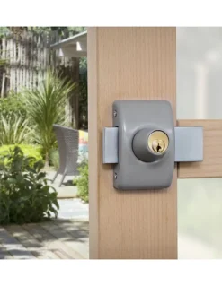 Verrou double entrée Design 5 pour porte d'entrée, cylindre 45mm, acier, 3 clés, argent --Thirard Hot