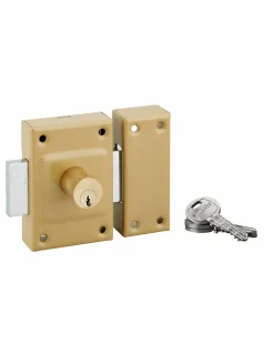 Verrou double entrée Etendard pour porte d'entrée, cylindre 40mm, acier, 3 clés, époxy bronze -^Thirard Hot