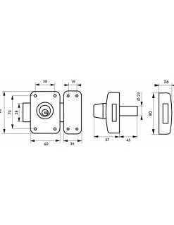 Verrou double entrée Trafic 6 pour porte d'entrée, cylindre 45mm, acier, 4 clés, époxy or --Thirard Clearance