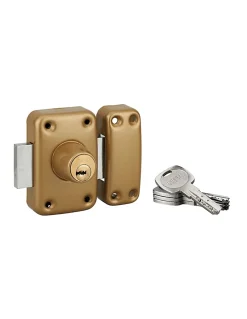 Verrou double entrée Transit 2 pour porte d'entrée, cylindre 45mm, 4 clés, époxy or --Thirard New