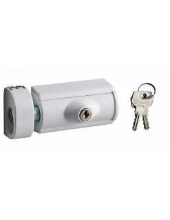Verrou en applique à clé pour fenêtre bois, blanc, 2 clés --Thirard Sale